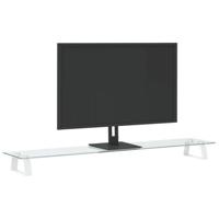 VidaXL Monitorstandaard 100x20x8 cm gehard glas en metaal wit - thumbnail