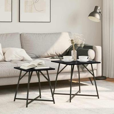 Bijzettafelset 2 pcs Zwart eiken 50 x 50 x 50 cm