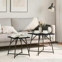 Bijzettafelset 2 pcs Zwart eiken 50 x 50 x 50 cm - thumbnail