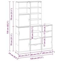 Bijzetkasten 5 st "ODDA" 40x24x79 cm massief grenenhout - thumbnail