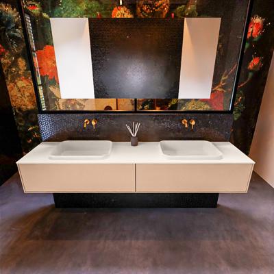 Badkamermeubelset Mondiaz Erin 200 cm met 2 Lades met RIDGE Wastafel Dubbel Linen Zonder Kraangaten Greeploos Mat Rosee Badkamermeubelset Mondiaz Erin 200 cm met 2 Lades met RIDGE Wastafel Dubbel Linen Zonder Kraangaten Greeploos Mat Rosee