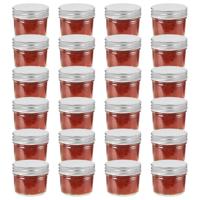 VidaXL Jampotten met zilverkleurige deksels 24 st 110 ml glas - thumbnail