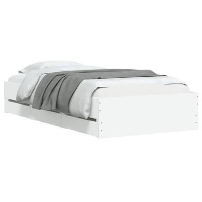 Bedframe met lades bewerkt hout wit 90x200 cm - thumbnail