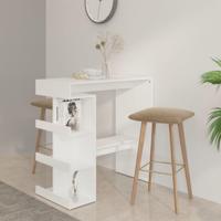 Bartafel met opbergrek 100x50x101,5 cm bewerkt hout wit - thumbnail