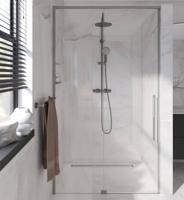 Saqu Syra schuifdeur 100x210 cm geborsteld grijs helder glas - thumbnail