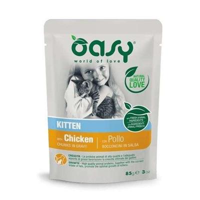 OASY Chunks in gravy Kitten with chicken - nat kattenvoer - 85g