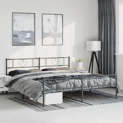 Bedframe met hoofd- en voeteneinde metaal zwart 193x203 cm