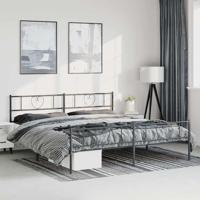 Bedframe met hoofd- en voeteneinde metaal zwart 193x203 cm - thumbnail