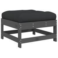 Tuinvoetenbanken met kussens 2 st massief grenenhout grijs - thumbnail