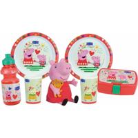 Serviesset - FUN HOUSE - PEPPA PIG - 2 soepborden Ø 22 cm, 2 glazen 220 ml, waterfles 350 ml, snackbox en knuffel 17 cm - thumbnail