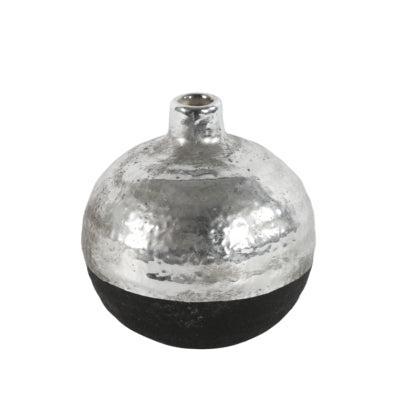 Countryfield vaas terri rond s zwart/zilverkleurig 12 cm | 12 stuks