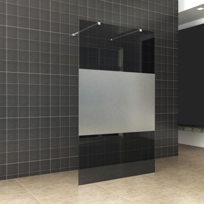 BWS Vrijstaande Inloopdouche Pro Line Rookglas met Middenband met Twee Stabilisatiestangen Chroom (4 varianten)