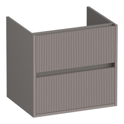 Brauer Adore Wavy - Onderkast - 60 cm - met 2 Softclose Lades Greeploos en 1 Sifon Uitsparing - Mat Taupe