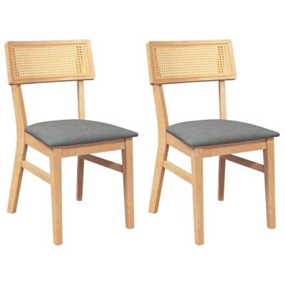 Eetkamerstoelen met kussens 2 st massief hout rubber