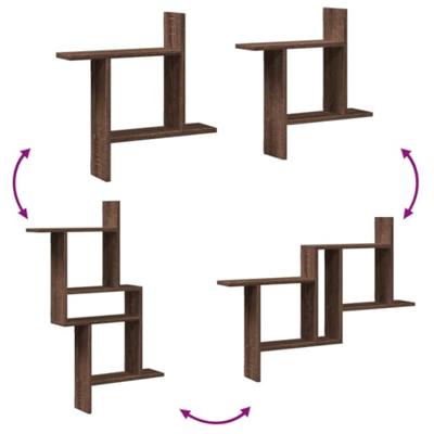 Wandschappen 2 st 50x12x50 cm bewerkt hout bruin eikenkleurig Wandschappen 2 st 50x12x50 cm bewerkt hout bruin eikenkleurig