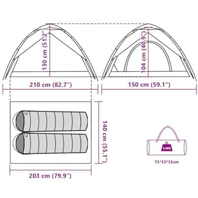 Koepeltent 2-persoons snelontgrendeling groen Koepeltent 2-persoons snelontgrendeling groen