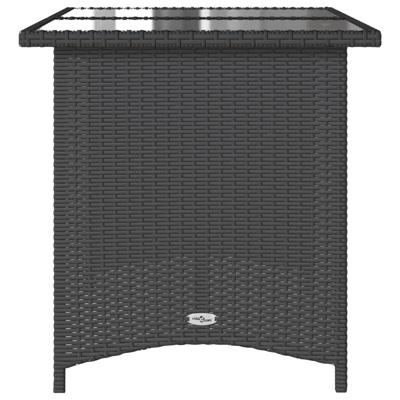 Tuintafel met glazen blad 110x68x70 cm poly rattan zwart - thumbnail