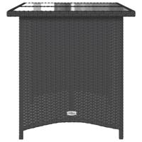 Tuintafel met glazen blad 110x68x70 cm poly rattan zwart - thumbnail