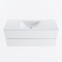 MONDIAZ VICA 120cm badmeubel onderkast Talc 2 lades. Wastafel CLOUD midden zonder kraangat, kleur Talc. - thumbnail