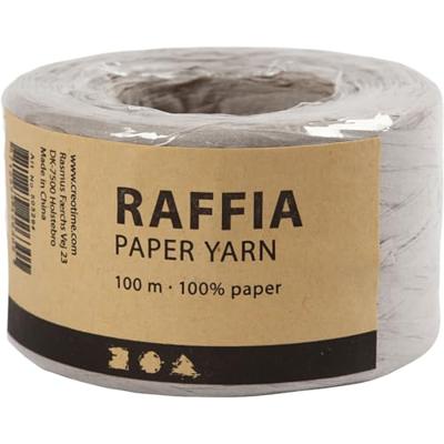 Creativ Company Papier raffia garen, b: 7-8 mm, lichtgrijs, 100 m/ 1 rol