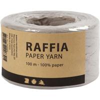 Creativ Company Papier raffia garen, b: 7-8 mm, lichtgrijs, 100 m/ 1 rol - thumbnail