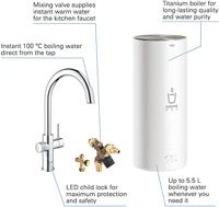 Grohe Red 3-in-1 kokend water kraan met C-uitloop en combi boiler chroom - thumbnail