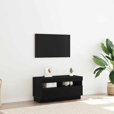 TV-kast Zwart Eiken 80 x 35 x 40 cm Bewerkt hout