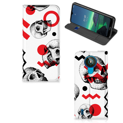 Mobiel BookCase Nokia 1.4 Skull Red Mobiel BookCase Nokia 1.4 Skull Red