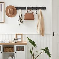 Langwerpige Kapstok met 5 Dubbele Haken, Zwart - thumbnail