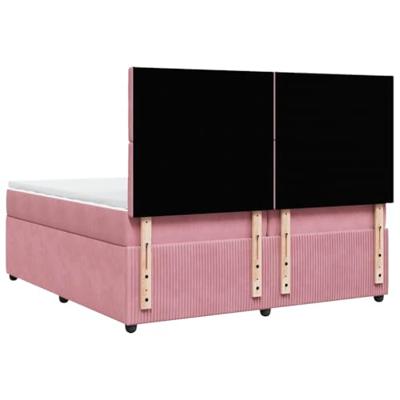 Boxspring met matras fluweel roze 200x200 cm
