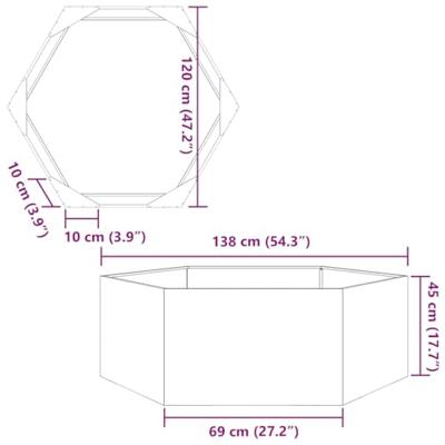 VidaXL Plantenbak zeshoek 138x120x45 cm gegalvaniseerd staal VidaXL Plantenbak zeshoek 138x120x45 cm gegalvaniseerd staal