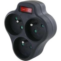 Domino 3x16A - CHACON - Driehoek met schakelaar - Zwart - thumbnail