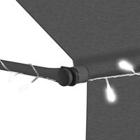 Luifel handmatig uittrekbaar met LED 150 cm antraciet - thumbnail
