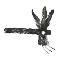 Hoofdband 20&apos;s pailletten zwart - thumbnail