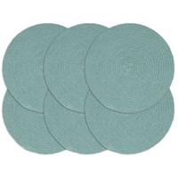 Placemats 6 st rond 38 cm katoen effen groen - thumbnail