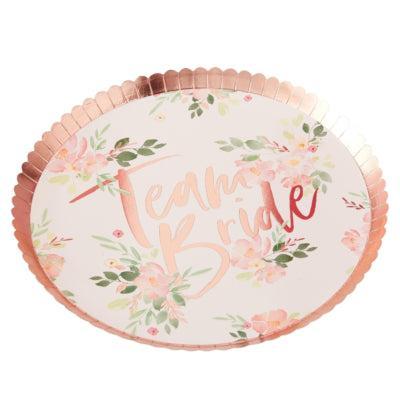 Ginger Ray wegwerp borden team bride! roze 24 cm 8 stuks | 20 stuks