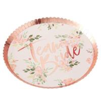Ginger Ray wegwerp borden team bride! roze 24 cm 8 stuks | 20 stuks - thumbnail