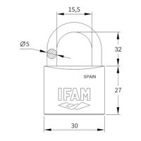 Sleutelslot IFAM INOX 30AL 30 mm - thumbnail