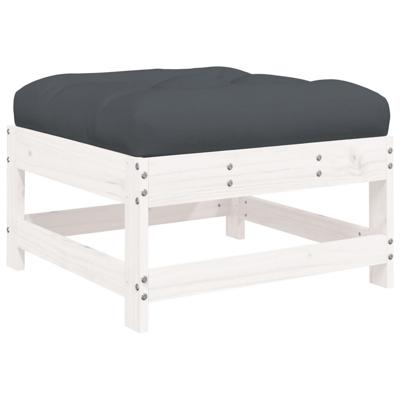 7-delige Loungeset met kussens massief hout wit