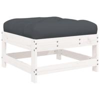 7-delige Loungeset met kussens massief hout wit - thumbnail