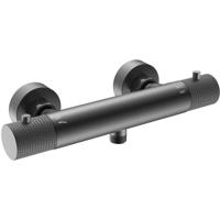 Wiesbaden Ribbd Thermostatische Douchemengkraan - Hartafstand 15 cm - Gunmetal - thumbnail