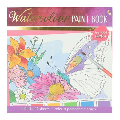Wins Holland Waterverfkleurblok volwassenen - vlinders en bloemen - incl penseel en 6 kleuren waterverf