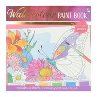Wins Holland Waterverfkleurblok volwassenen - vlinders en bloemen - incl penseel en 6 kleuren waterverf - thumbnail