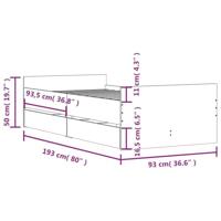 Bedframe met lades grijs sonoma eikenkleurig 90x190 cm - thumbnail