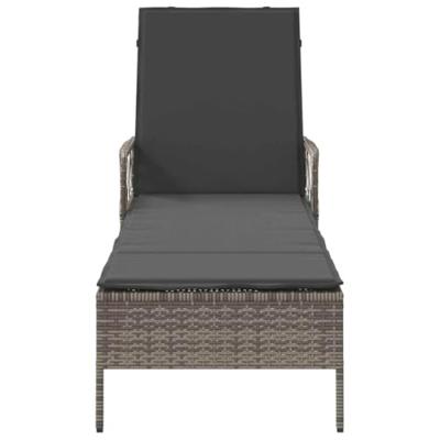 Ligbed met kussen 1-persoon Grijs 157 x 55 x 92cm poly rattan