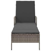Ligbed met kussen 1-persoon Grijs 157 x 55 x 92cm poly rattan - thumbnail