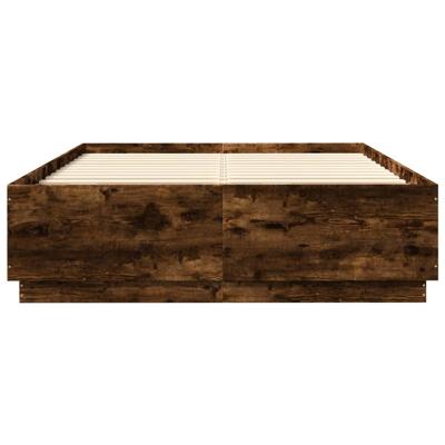 Bedframe met LED-verlichting gerookt eikenkleurig 150x200 cm