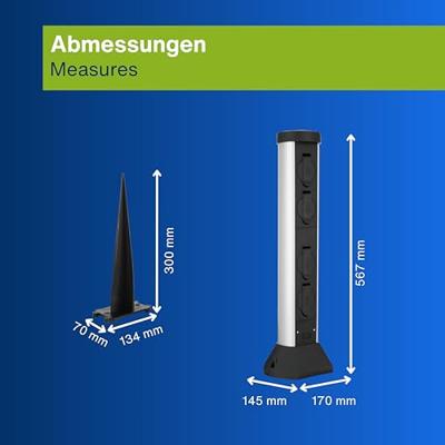 Buitenstopcontact paal kunsstof 4 stopcontacten 58 hoog 2 meter snoer met stekker