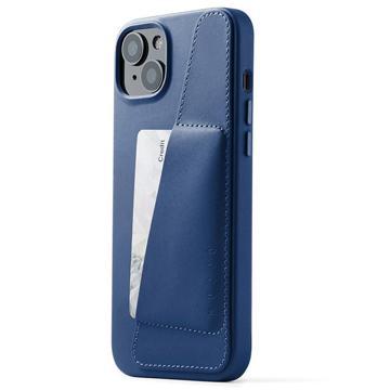Mujjo Leather Wallet Case iPhone 14 / 15 Plus blauw