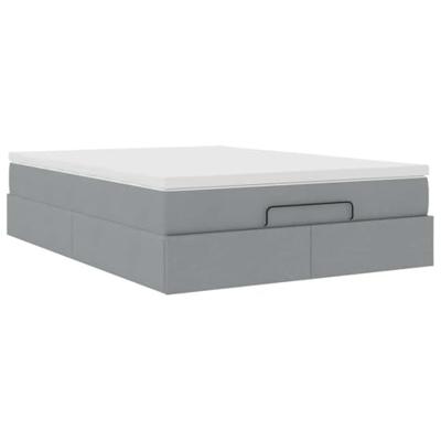 Ottoman bed met matras 140x190cm stof lichtgrijs